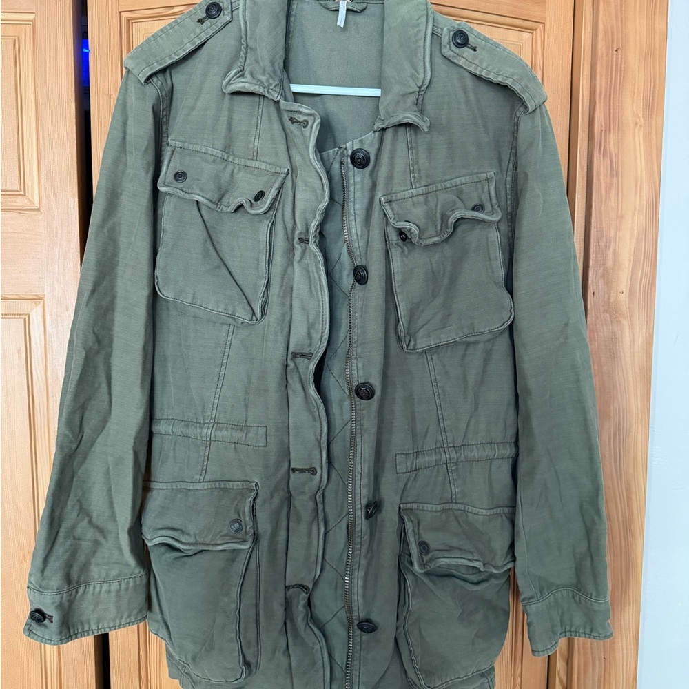 Free People Olive Military Field Jacket